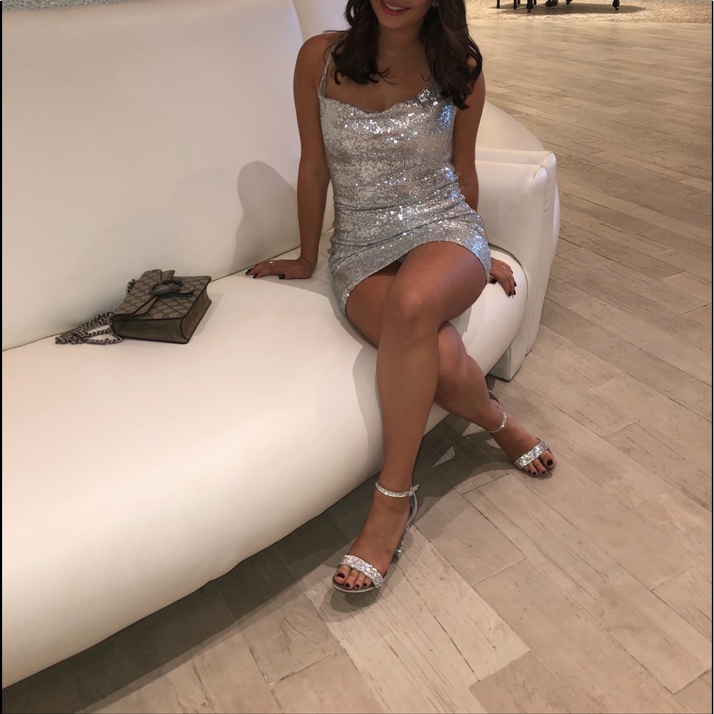 SILVER SEQUINS BODYCON DRESS